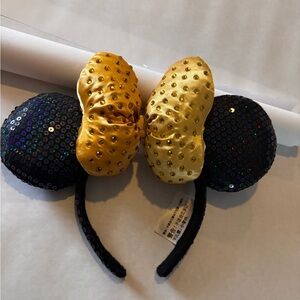 Sparkling Black and Gold Bow Kids Headband